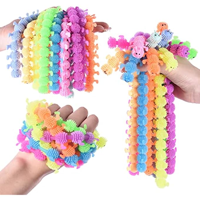 Rtinsd 12 PCS Caterpillars Stretchy String Fidget Sensory Toys,Relaxing Toys for Kids and Adults,Relieve Anxiety Stress for Autistic Children,Goodie Bag Fillers(Worm Style) - Image 1