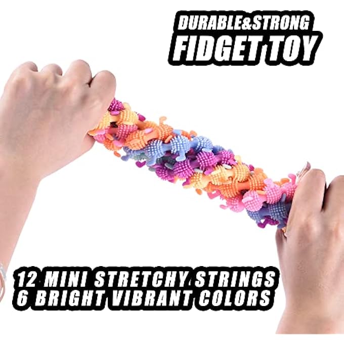 Rtinsd 12 PCS Caterpillars Stretchy String Fidget Sensory Toys,Relaxing Toys for Kids and Adults,Relieve Anxiety Stress for Autistic Children,Goodie Bag Fillers(Worm Style) - Image 3