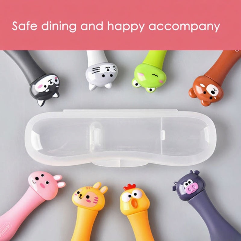 Children Spoon: Purple Food Grade Stainless Steel & Plastic Cute Vivid Spoon - Round Smooth Mouth-Safe Spoon With Storage Case for Toddlers Kids Home Outdoor Use - Image 3