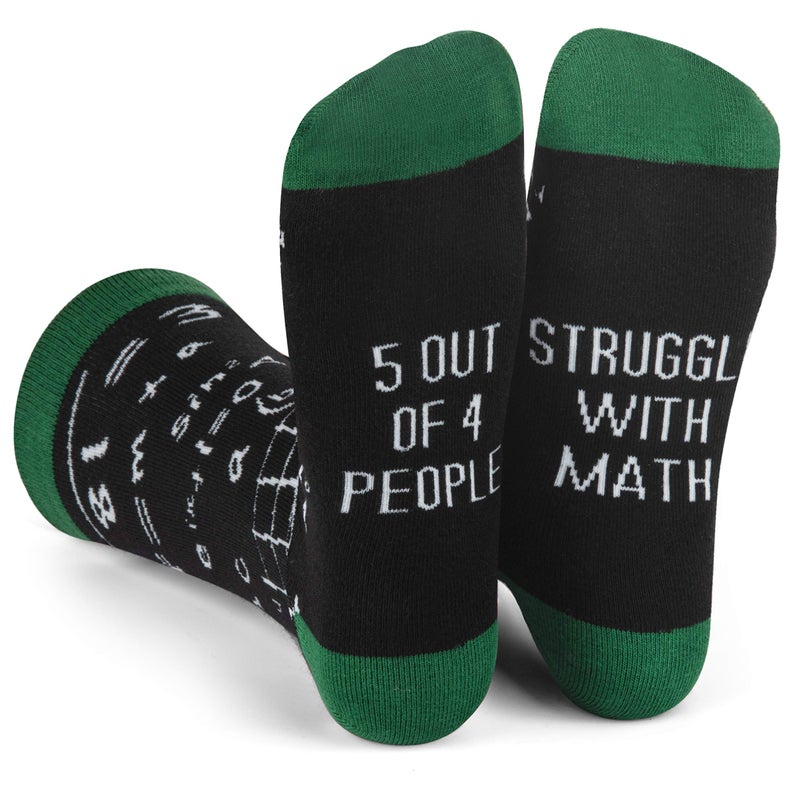 Lavley Funny Socks for Book Lovers, Teachers, Gamers, Musicians, and Nerds - Unisex for Men, Women and Teens (US, Alpha, One Size, Regular, Regular, Math Nerd) - Image 1