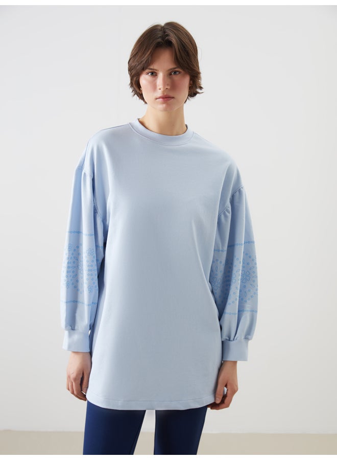 LC WAIKIKI Crew Neck Patterned Women's Sweatshirt Tunic - Image 1