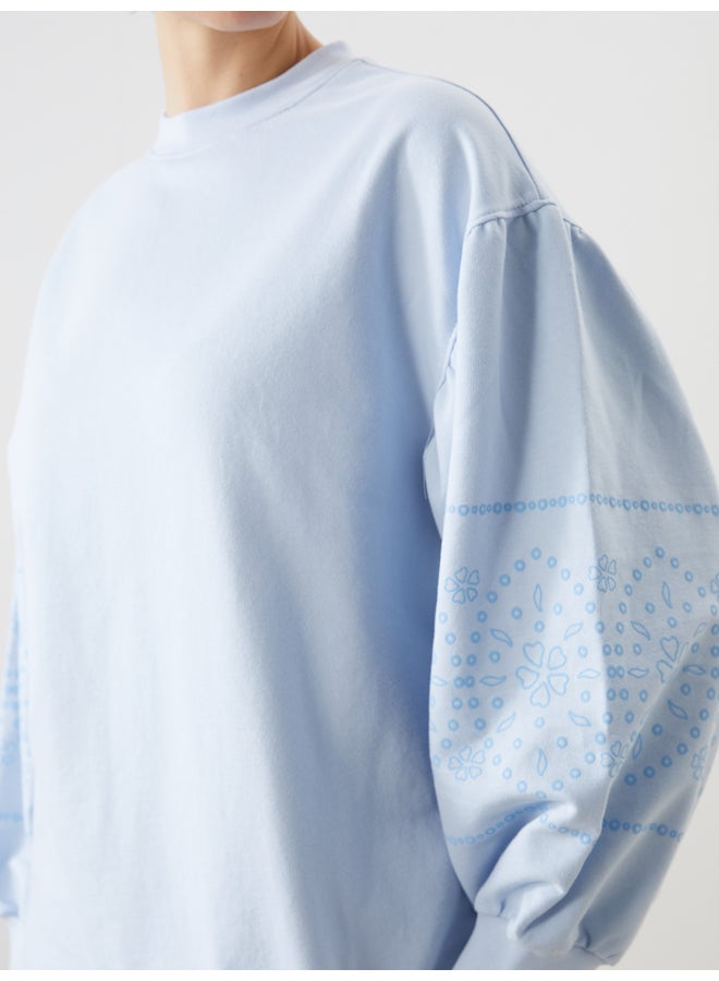LC WAIKIKI Crew Neck Patterned Women's Sweatshirt Tunic - Image 3