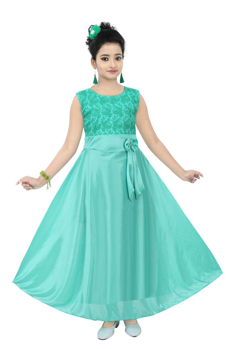 Chandrika Kids Gown Dress for Girls(Seagreen 8-9 Years) - Image 5
