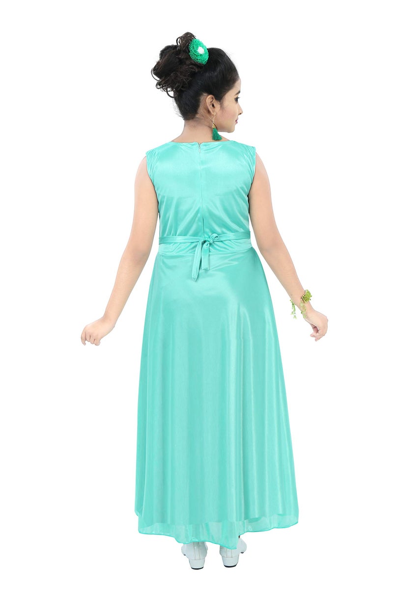 Chandrika Kids Gown Dress for Girls(Seagreen 8-9 Years) - Image 3