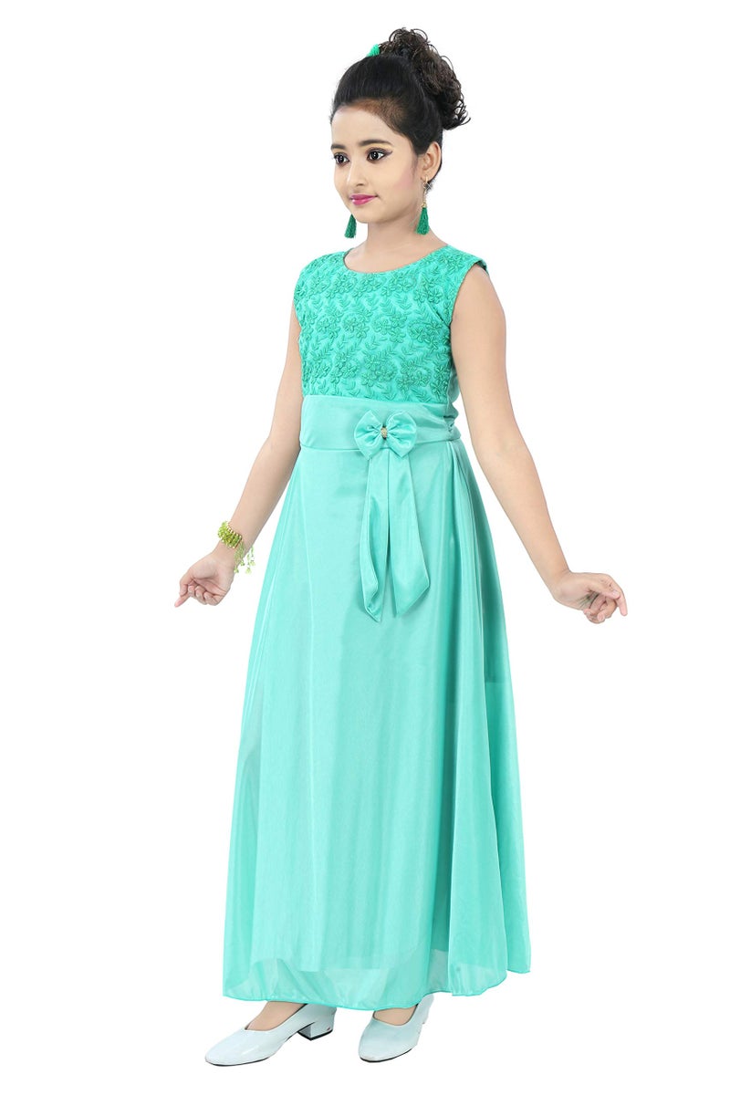 Chandrika Kids Gown Dress for Girls(Seagreen 8-9 Years) - Image 2