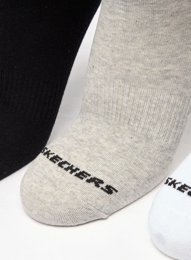 سكيتشرز Logo Print Ankle Length Socks - Set of 3