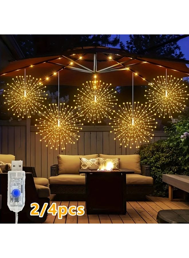4pcs 360 LED Starburst Ball Lights Multicolor 8 Modes IPX4 Waterproof Copper Wire Fairy Lights - Image 2