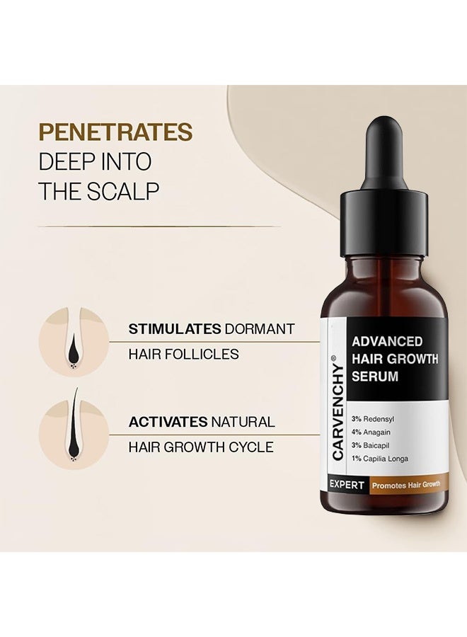 CARVENCHY Advanced Hair Growth Serum| 3% Redensyl - 2x Better Results than Minoxidil | + 4% Anagain + 3% Baicapil | Rosemary, Biotin | Hair growth & Hair fall control serum for Women & Men | 30ml - Image 2