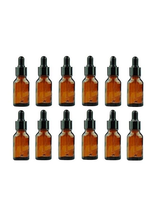 ericotry 12Pcs Amber Glass Bottles Essential Oil Bottles Jars Refillable Makeup Cosmetic Sample Bottle Container With Glass Eye Droppers For Essential Oil Aromatherapy Use (15Ml)  - Image 2
