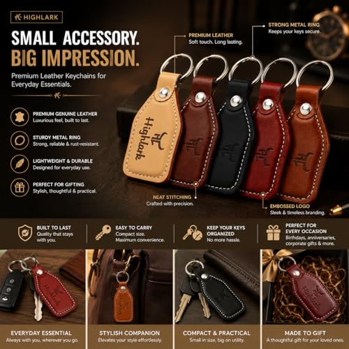 Highlark Signature Leather Finish Keychain for Men & Women | Durable Metal Key Holder for Car and Bike Keys | Elegant Everyday Accessory - Image 5