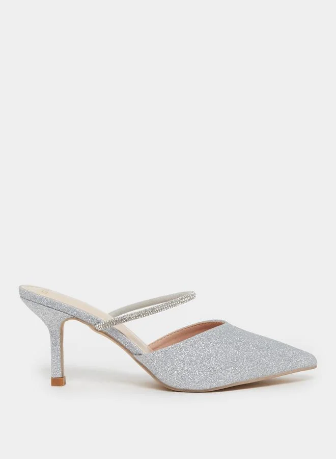 Styli Styli Textured Pointed Toe Stiletto Heel Pumps