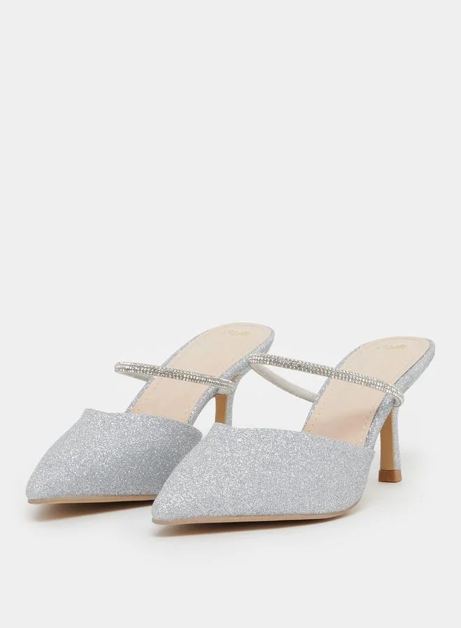 Styli Styli Textured Pointed Toe Stiletto Heel Pumps