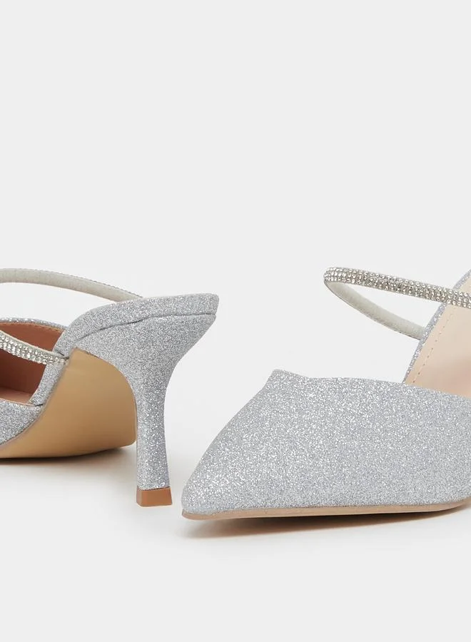 Styli Styli Textured Pointed Toe Stiletto Heel Pumps