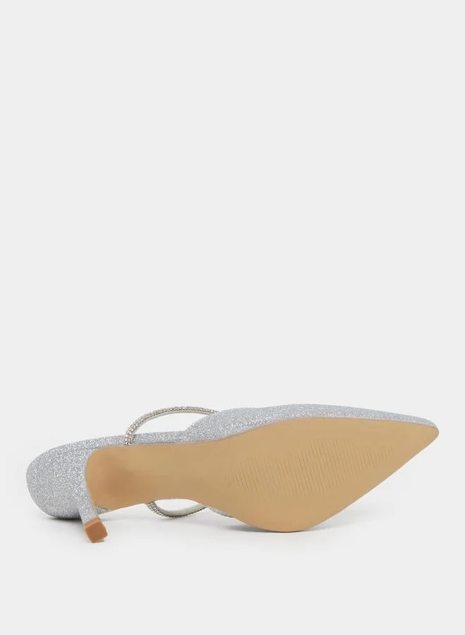 Styli Styli Textured Pointed Toe Stiletto Heel Pumps