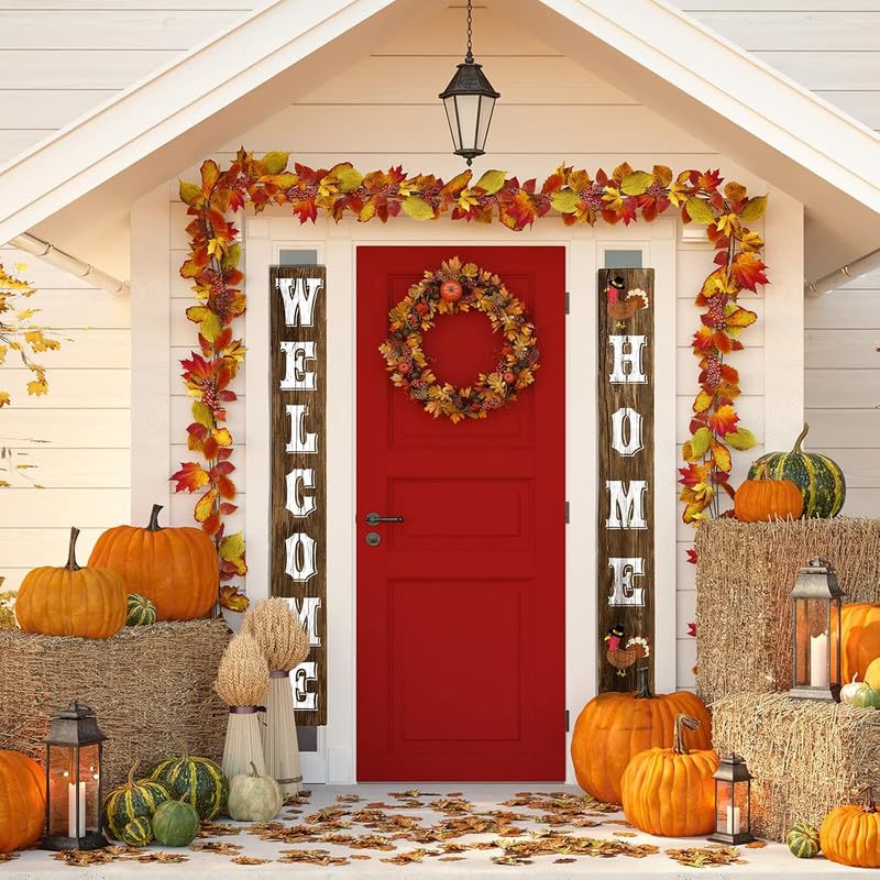 Devasya Crafts 16 Pieces Reusable Welcome Stencil Large Vertical Welcome Sign Stencil with Festival Stencils for Painting on Wood Porch Sign and Front Door - Image 4