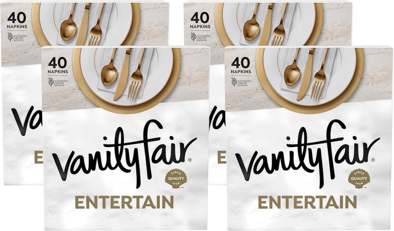 Vanity Fair Entertain Paper Napkins, 40 Count, Disposable Napkins Made For Entertaining And Events(Pack of 4) - Image 1