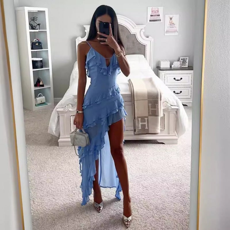 2026 Women's Sleeveless Irregular Solid Color Maxi Dress - Image 3