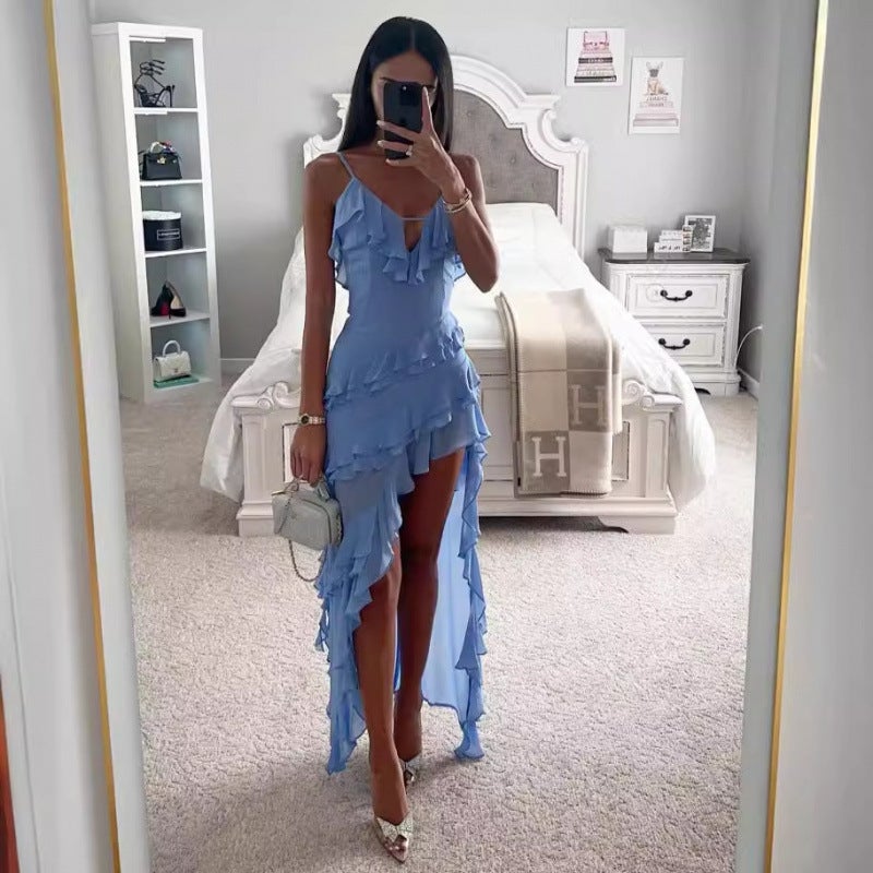 2026 Women's Sleeveless Irregular Solid Color Maxi Dress - Image 2