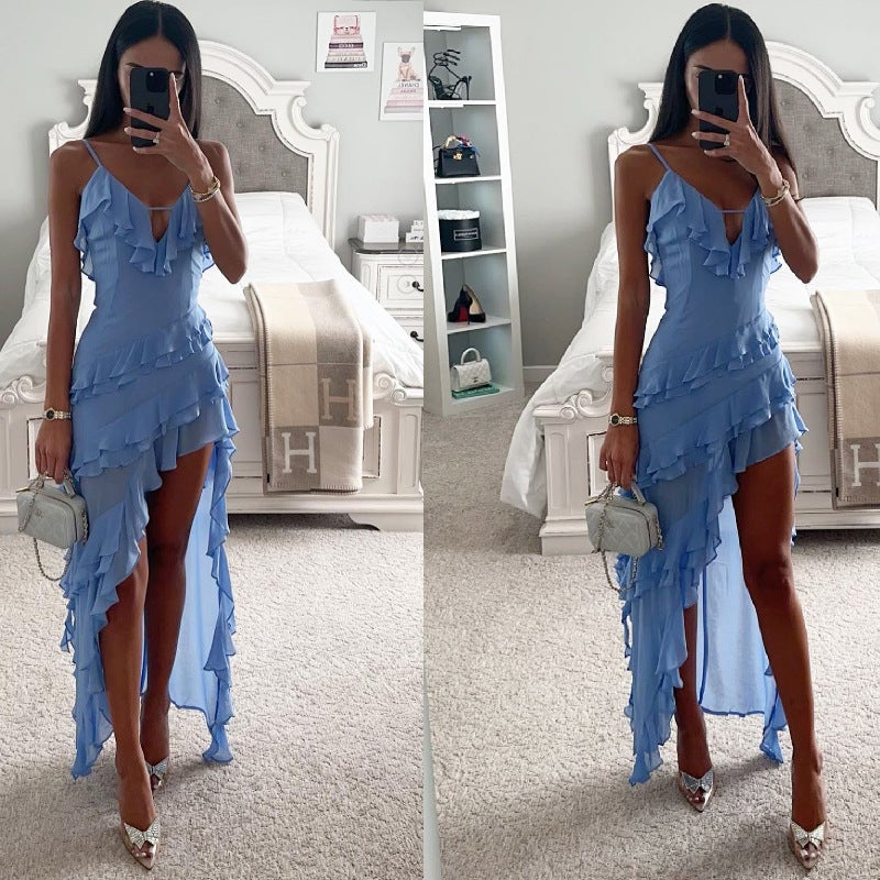 2026 Women's Sleeveless Irregular Solid Color Maxi Dress - Image 1