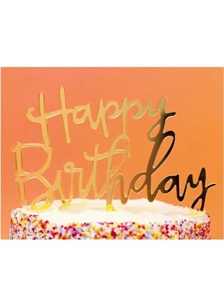 4PCS Acrylic Happy Birthday Cake Toppers, Gold - view 3
