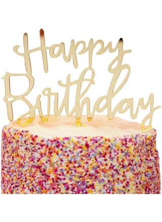 4PCS Acrylic Happy Birthday Cake Toppers, Gold - view 5