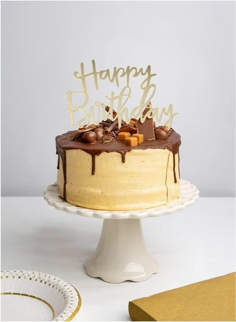 4PCS Acrylic Happy Birthday Cake Topper, Gold - Image 1