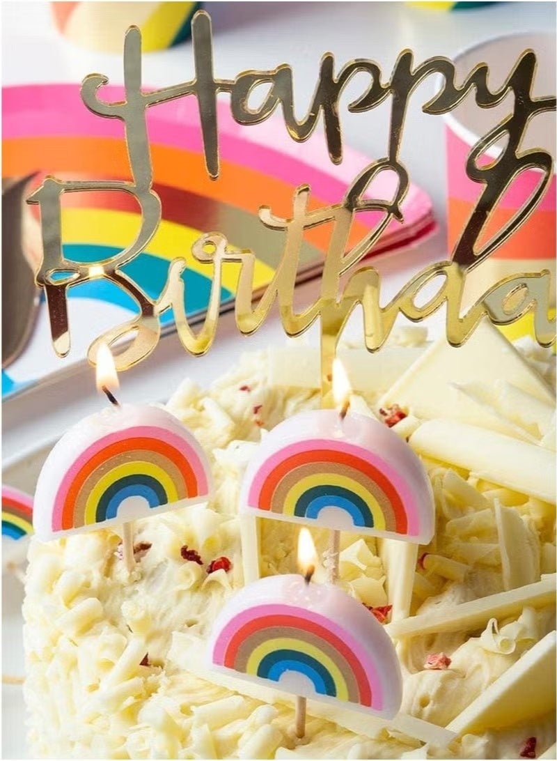 4PCS Acrylic Happy Birthday Cake Topper, Gold - Image 4