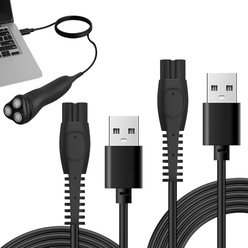 كاست ويف كابل شحن USB بقوة 5 فولت لماكينة الحلاقة فيليبس OneBlade، متوافق مع QP2724 QP2824 QP2734 QP2834 MG5910 MG9520 S3145 S7885 S7887 S5884 X3053 X3001 X5004 X5012، سلك شحن متين ومحمول (أسود) - Image 1