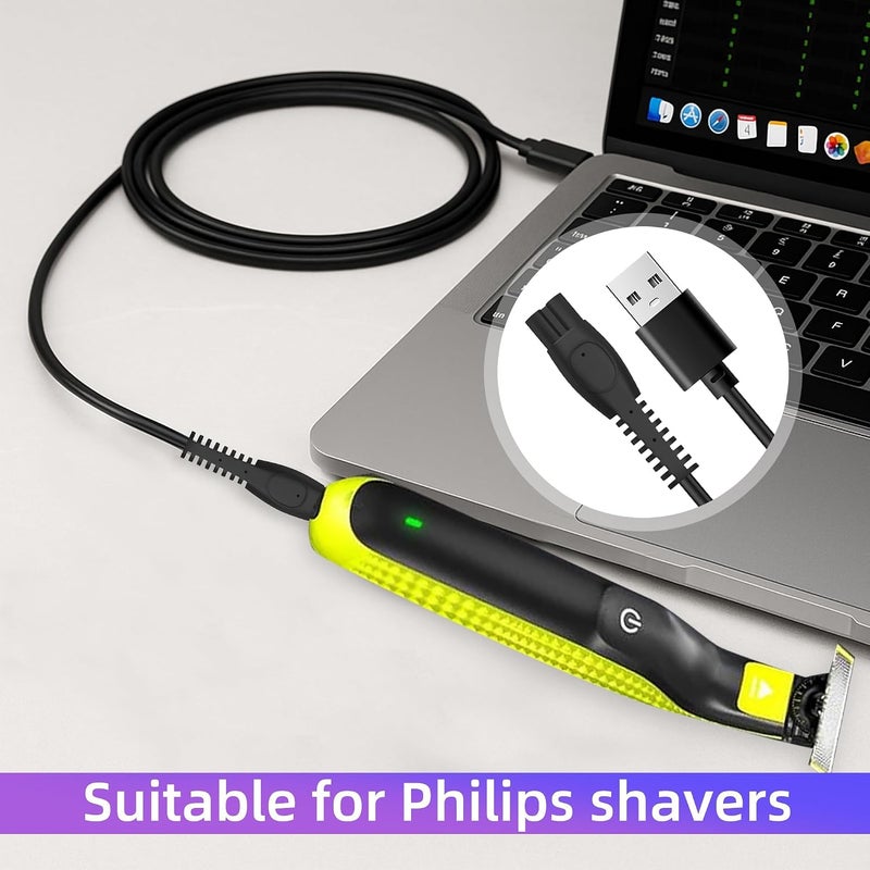كاست ويف كابل شحن USB بقوة 5 فولت لماكينة الحلاقة فيليبس OneBlade، متوافق مع QP2724 QP2824 QP2734 QP2834 MG5910 MG9520 S3145 S7885 S7887 S5884 X3053 X3001 X5004 X5012، سلك شحن متين ومحمول (أسود) - Image 4