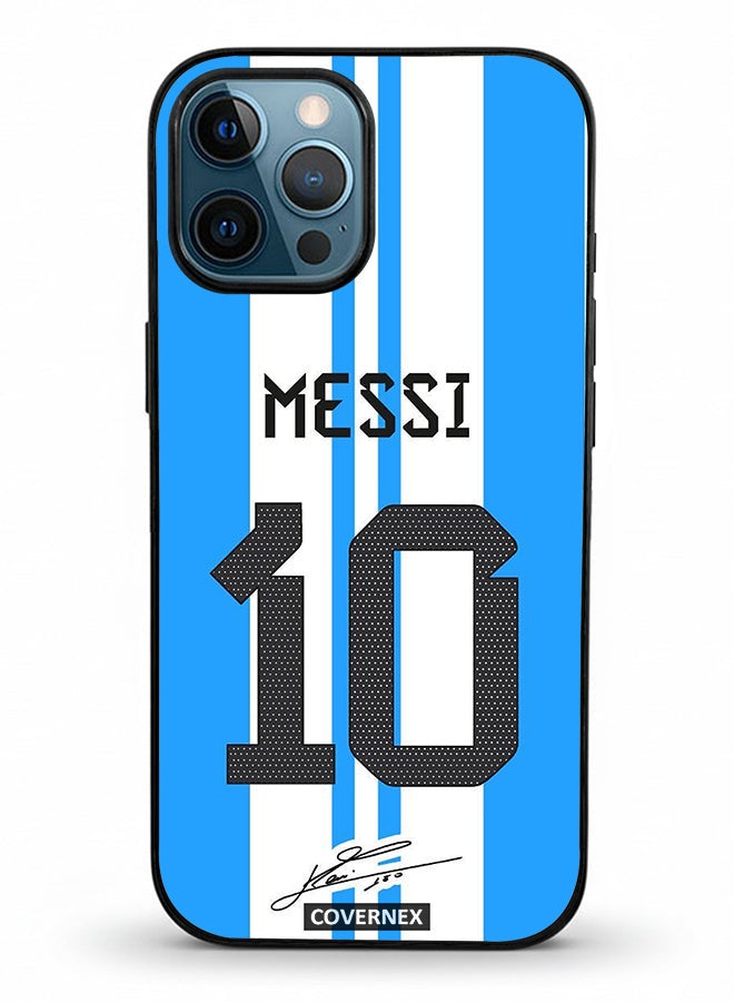 Covernex Apple iPhone 12 Pro Max Protective Case Cover Printed Featuring Lionel Messi National Team Jersy Design with Signature - Image 2