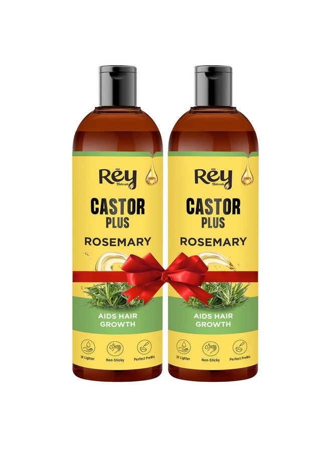 Rey Naturals Rey Naturals Cold Pressed Castor Oil plus Rosemary Essential Oil | Castor Oil for Hair Growth, Eyebrows & EyelasheS | Premix of Castor and Rosemary Essential Oil| For Men & Women| 200ml * 2 - Image 1