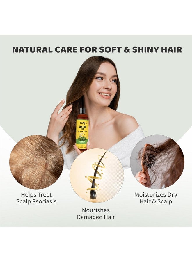 Rey Naturals Rey Naturals Cold Pressed Castor Oil plus Rosemary Essential Oil | Castor Oil for Hair Growth, Eyebrows & EyelasheS | Premix of Castor and Rosemary Essential Oil| For Men & Women| 200ml * 2 - Image 2