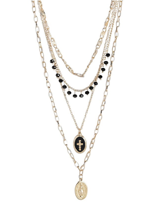 Just Peachy JUST Peachy Women's Gold-Plated Layered Necklace – Handcrafted, Elegant, Lightweight, and Skin-Friendly, Perfect for Layering, Versatile for Casual or Formal Occasions, Durable Long-Lasting Finish  - Image 1