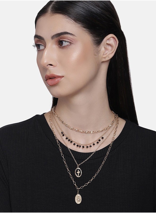 Just Peachy JUST Peachy Women's Gold-Plated Layered Necklace – Handcrafted, Elegant, Lightweight, and Skin-Friendly, Perfect for Layering, Versatile for Casual or Formal Occasions, Durable Long-Lasting Finish  - Image 2