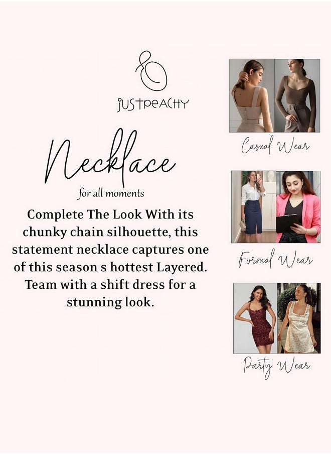 Just Peachy JUST Peachy Women's Gold-Plated Layered Necklace – Handcrafted, Elegant, Lightweight, and Skin-Friendly, Perfect for Layering, Versatile for Casual or Formal Occasions, Durable Long-Lasting Finish  - Image 5