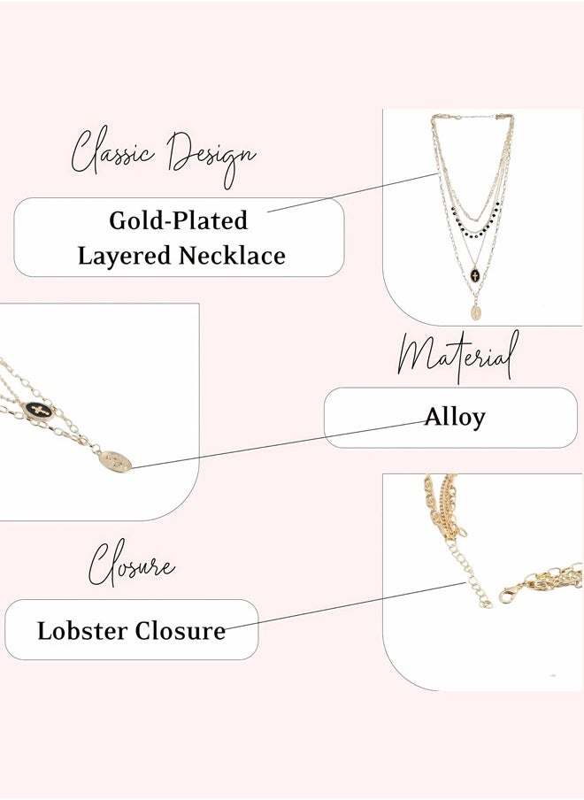 Just Peachy JUST Peachy Women's Gold-Plated Layered Necklace – Handcrafted, Elegant, Lightweight, and Skin-Friendly, Perfect for Layering, Versatile for Casual or Formal Occasions, Durable Long-Lasting Finish  - Image 4