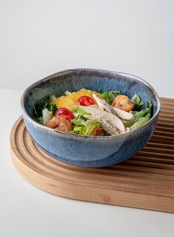 12 Piece Handcrafted Blue Glaze Dinnerware Set, Porcelain Dinnerware Sets, Heat-Resistant Ceramic Bowl And Plate Combination, Perfect for Housewarming Gifts And for home Dining Utensils - Image 5