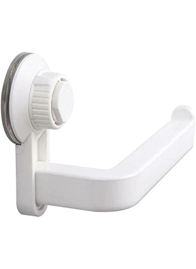Generic Durable Roll Toilet Paper Holder Wall Mounted Roll Tissue Box Bathroom Storage Suction Cup Creative Tissue Hook(5.7inch,White)  - Image 1