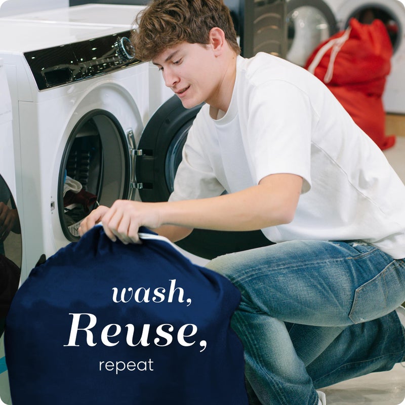Handy Laundry Nylon Laundry Bag - Locking Drawstring Closure and Machine Washable. These Bags will Fit a Laundry Basket or Hamper and Strong Enough to Carry up to Three Loads of Clothes. (Navy Blue) - Image 5