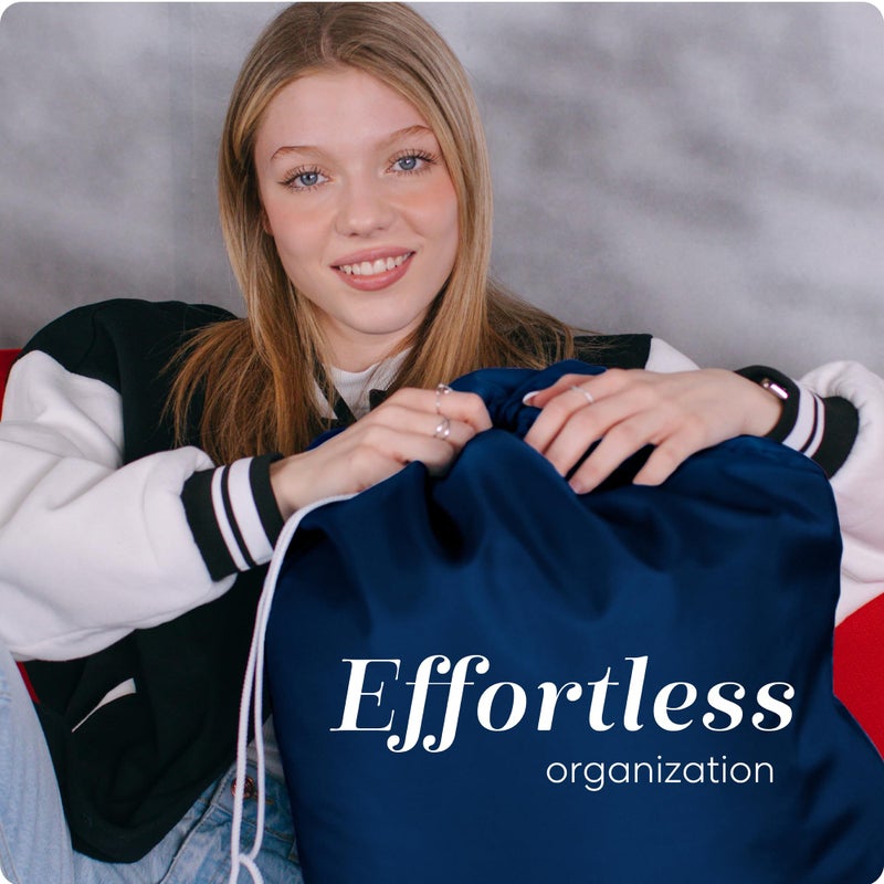 Handy Laundry Nylon Laundry Bag - Locking Drawstring Closure and Machine Washable. These Bags will Fit a Laundry Basket or Hamper and Strong Enough to Carry up to Three Loads of Clothes. (Navy Blue) - Image 3