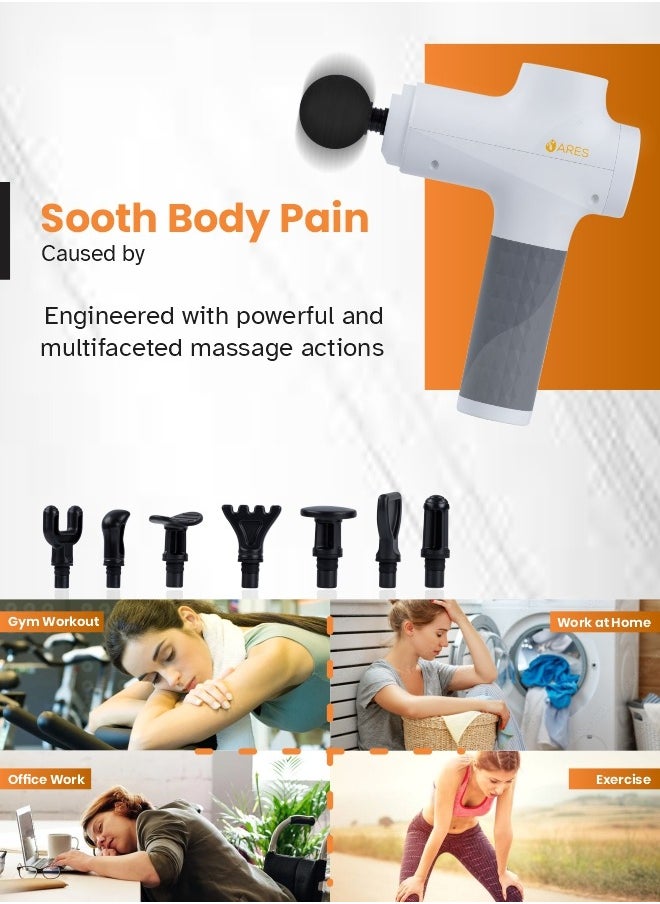 ARES iPower Gun Massager 6 Speed Modes, 8 Interchangeable Massage Heads for Deep Tissue Relief And Muscle Recovery  - Image 2