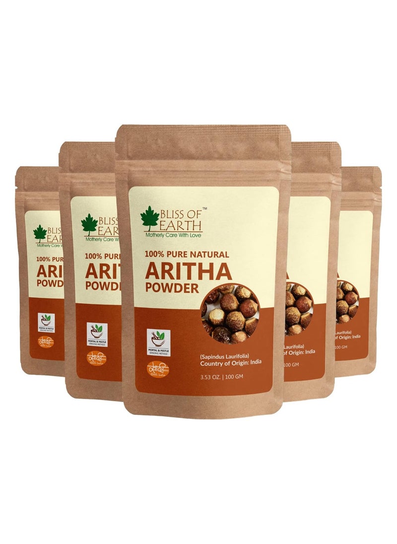 BLISS OF EARTH Bliss of Earth 100% Pure Reetha Powder 100GM Aritha Powder |Natural & Chemically Free Hair Cleanser Gorgeous & Silky Hair Pack of 5  - Image 1