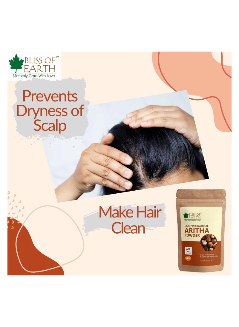 BLISS OF EARTH Bliss of Earth 100% Pure Reetha Powder 100GM Aritha Powder |Natural & Chemically Free Hair Cleanser Gorgeous & Silky Hair Pack of 5  - Image 3