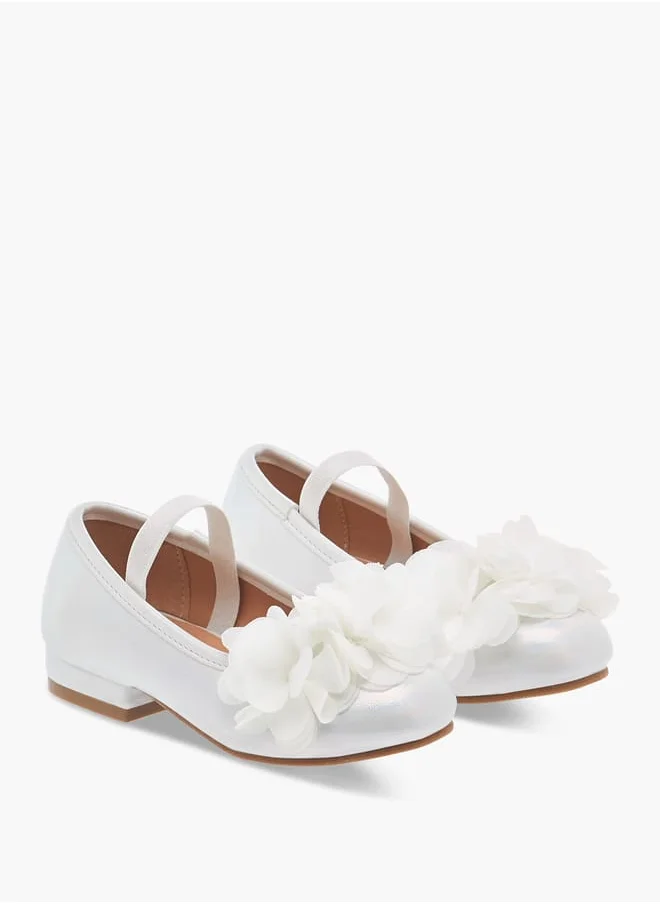 فلورا بيلا من شو إكسبرس Girls Flower Applique Ballerina Shoes with Elasticated Strap