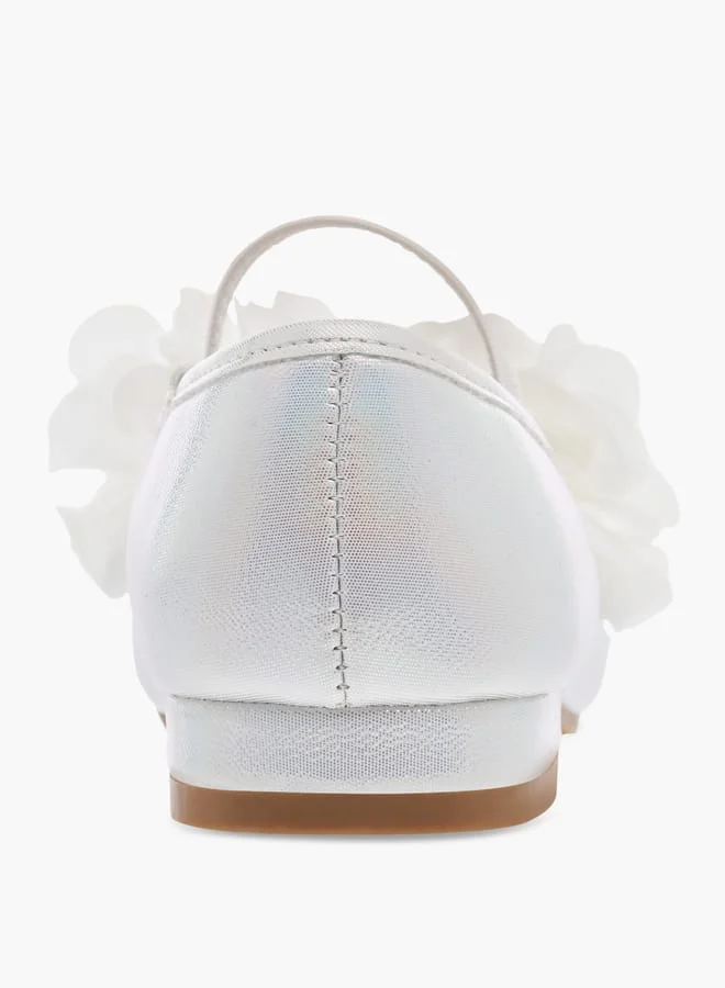 Flora Bella By Shoexpress Girls Flower Applique Ballerina Shoes with Elasticated Strap