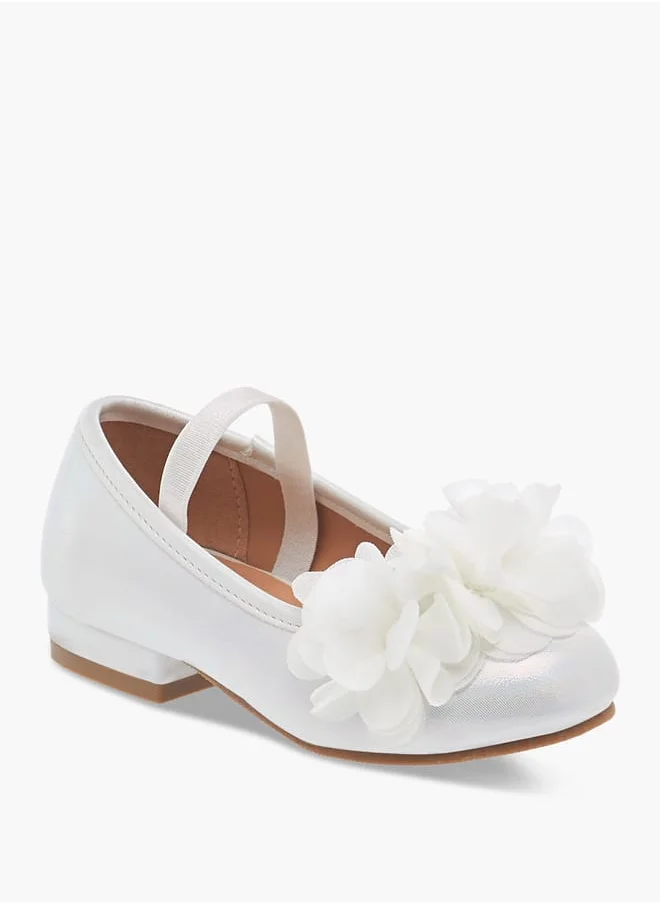 فلورا بيلا من شو إكسبرس Girls Flower Applique Ballerina Shoes with Elasticated Strap