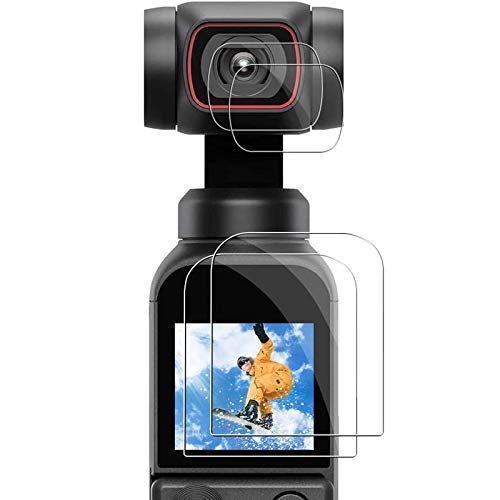 PCTC [4 pack] Lens+LCD Screen Protector Appliable for DJI Osmo Pocket 2 Camera, osmo pocket accessories 0.3mm 9H Hardness Ultra-Clear Tempered Glass Protector Film Guard Full Coverage Edge to Edge - Image 1