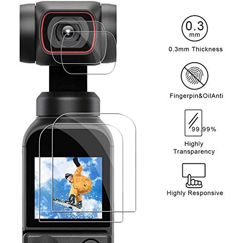 PCTC [4 pack] Lens+LCD Screen Protector Appliable for DJI Osmo Pocket 2 Camera, osmo pocket accessories 0.3mm 9H Hardness Ultra-Clear Tempered Glass Protector Film Guard Full Coverage Edge to Edge - Image 4