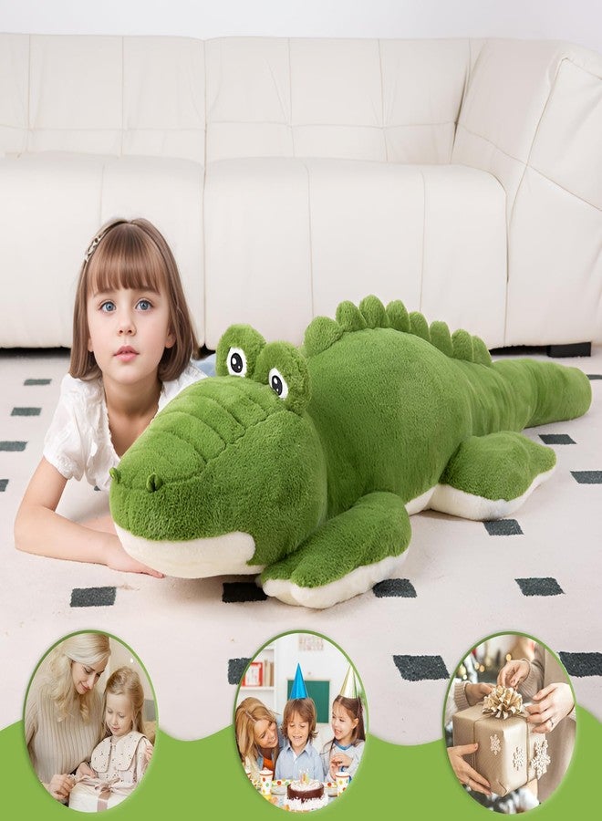 FFxiong 60 inch Long Green Giant Crocodile Plush Stuffed Animal Toy, 5 ft Big Soft Body Pillow, Cute Large Alligator Plushies, Gift for Adults Kids Girl Boy Birthday Valentines - Image 4