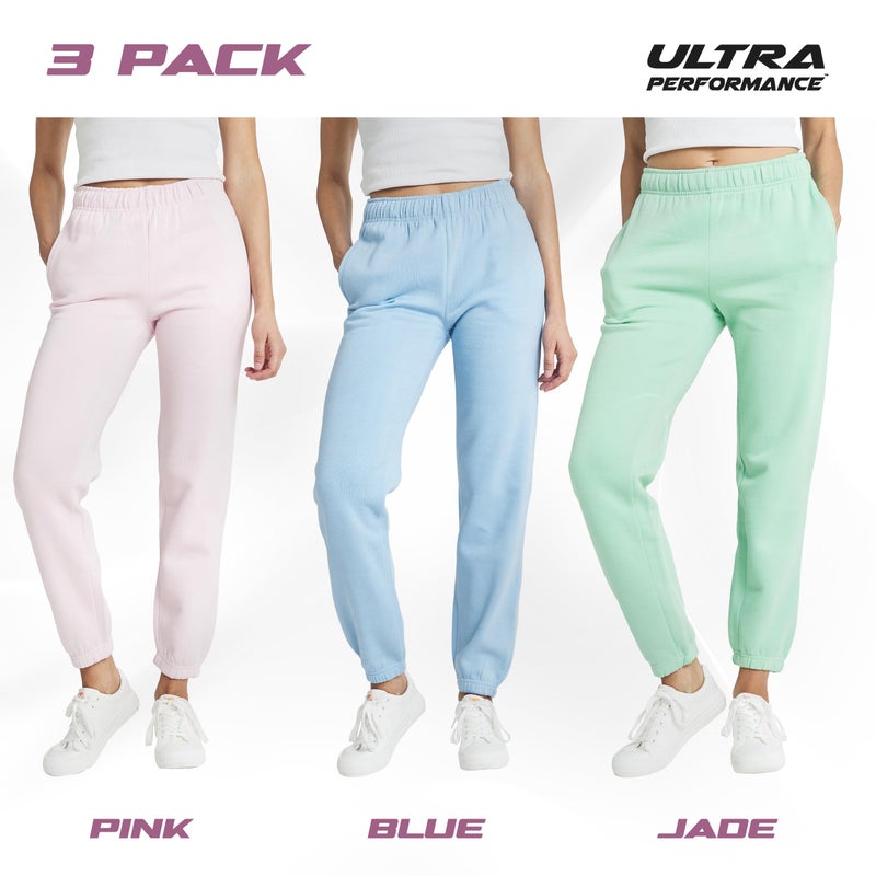 Ultra Performance Womens Sweatpants 3 Pack Cotton Joggers Women's Fleece Sweats Gym & Workout Pants for Women - Image 2